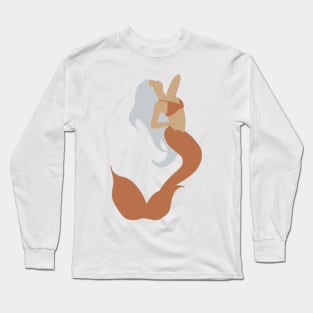 Mermaid with Pale Blue Hair and an Orange Tail Long Sleeve T-Shirt